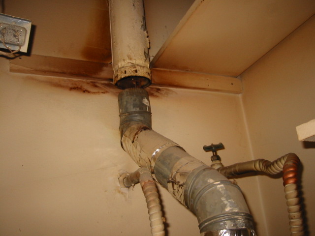 Disconnected water heater flue