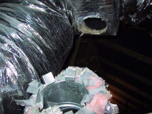 Heating-Cooling supply duct disconnected in attic Heating-Cooling supply duct disconnected in attic