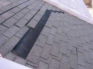 Improperly installed shingles Improperly installed shingles
