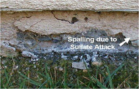 sulphate spalling damage to concrete